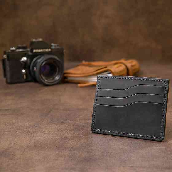 Практичный кожаный картхолдер GRANDE PELLE 11499 Черный Киев