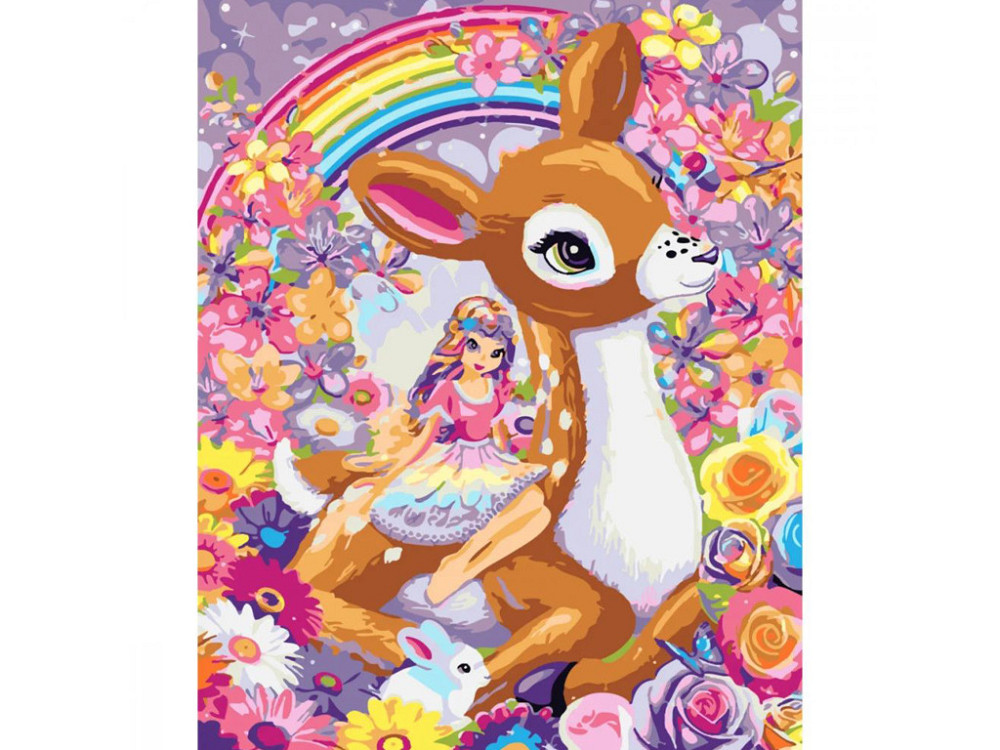 Набір для розпису по номерах Казкова фея разом з оленем Strateg з лаком розміром 30х40 см (SS-6432) Киев - изображение 1