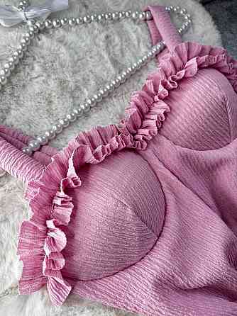 Жіноче святкове ефектне плаття на бретелях із чашечками жатка зара Рожевий, 46/48 Одеса