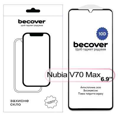 Стекло защитное BeCover Nubia V70 Max 10D Black (713557) Винница