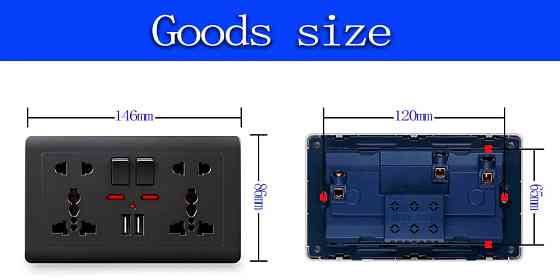 Універсальна розетка Delviz з кнопками живлення, індикаторами та USB-A – глобальна сумісність у вашій оселі (13А, 250V) + 2 USB (5V 1,5-2,1A) DZ-E4-11 Миколаїв