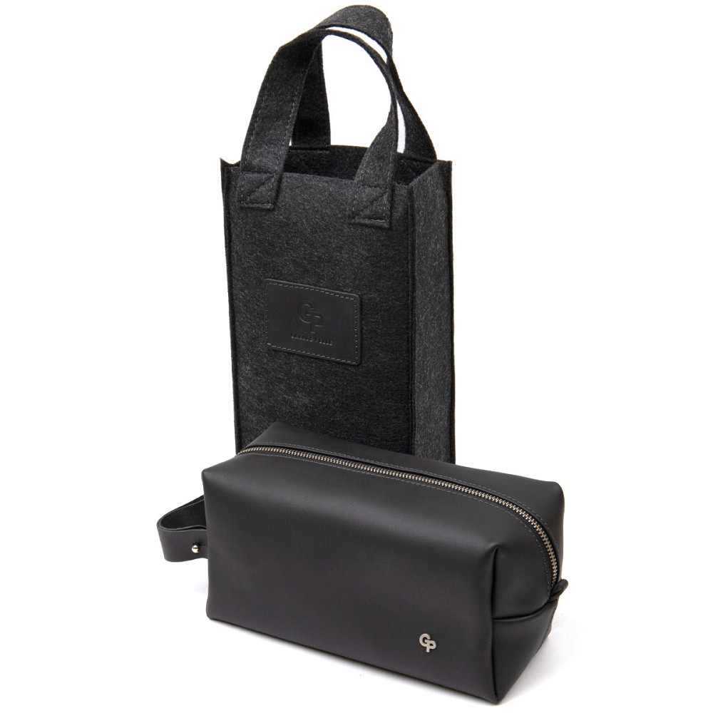 Чоловічий матовий шкіряний несесер Чорний (GRANDE PELLE) Київ - фото 1