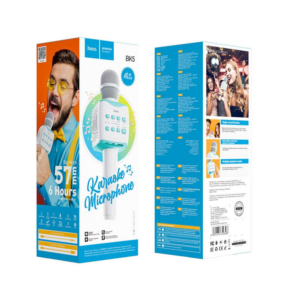 Портативна акустика HOCO BK5 Cantando karaoke microphone Blue 6931474742308 Одеса - фото 8