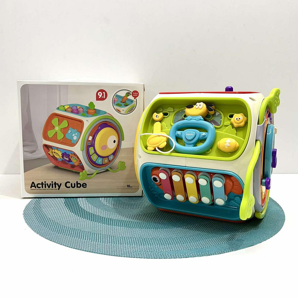 Багатофункціональний розвиваючий Куб 9в1 сортер шестерні піаніно годинник рухливі деталі ксилофон (6216) Чернигов - изображение 4