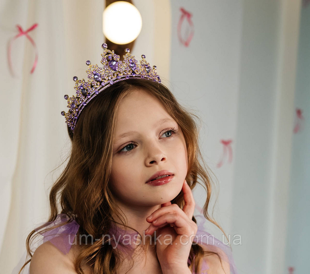Диадема на обруче Корона лавандовая с камнями Кривой Рог - изображение 2