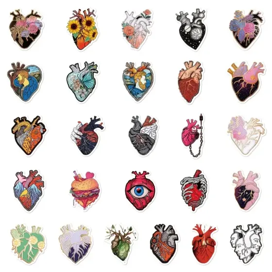 Набор стикеров «Анатомические сердца» – 50 штук Киев