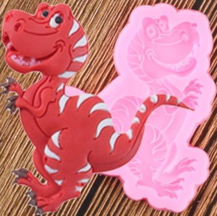 Молд силиконовый Динозавр 78 на 82 мм розовый Киев - изображение 3