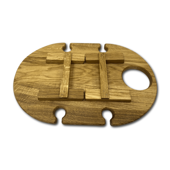 Винний столик з черешні, піднос складний овальний піднос 47×37см, на 4 келихи з отвором для пляшки Кам'янець-Подільський