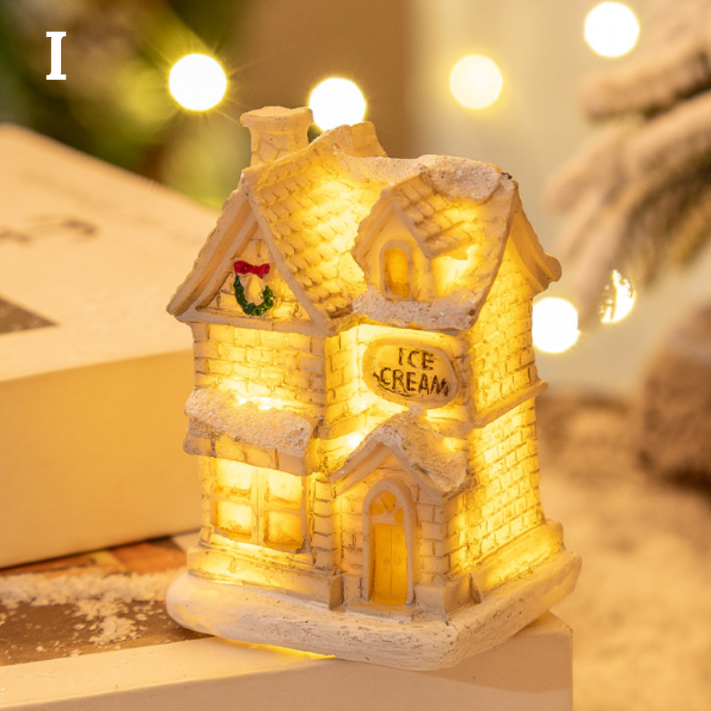 Белые Новогодние домики 6 х 5 см с подсветкой из полистоуна. I Одесса - изображение 1