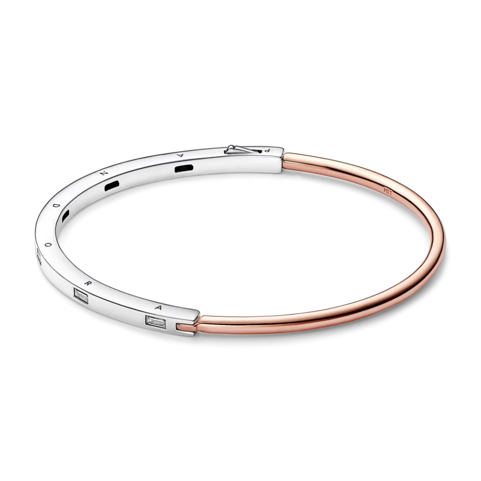 Срібний браслет бангл двоколірний I-D з паве MasterSem Київ - фото 1