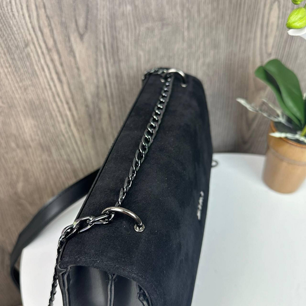 Замшева жіноча сумочка стиль Зара чорна, міні сумка натуральна замша Zara ( 25381 ) Харьков - изображение 5