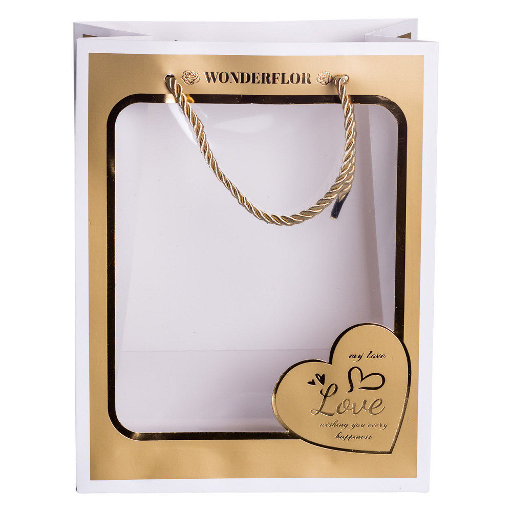 Набір подарункових пакетів з паперу Love з віконцем 12 шт 18×10×23 см HP-10359-17 Київ - фото 7