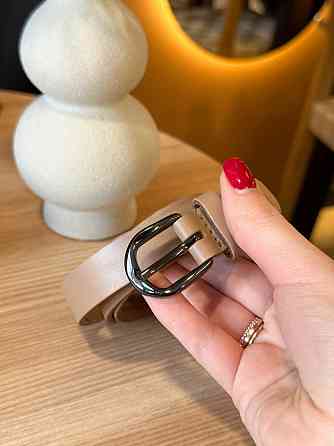 Кожаный женский ремень в бежевом цвете 3334 Киев