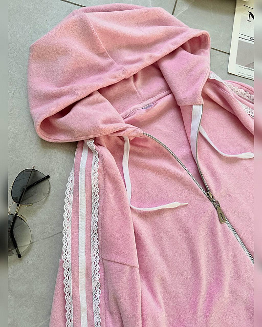 Жіночий стильний прогулянковий велюровий костюм, двойка Рожевий, 48/50 Одеса - фото 3