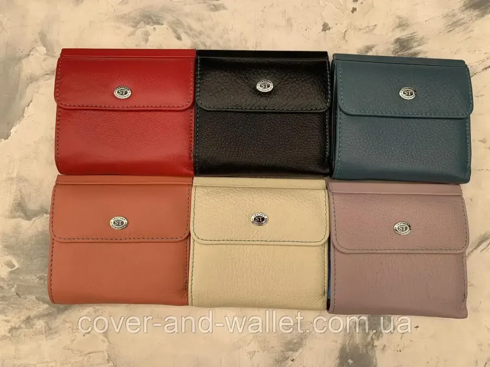 Маленький квадратный женский кожаный кошелек голубого цвета ST Leather Киев - изображение 10