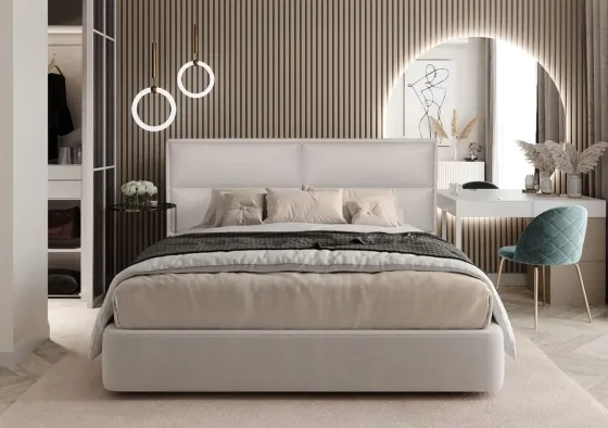 Ліжко BNB Santa Maria Comfort 90 х 200 см З підйомним механізмом та нішою для білизни Екошкіра Бежевий Київ