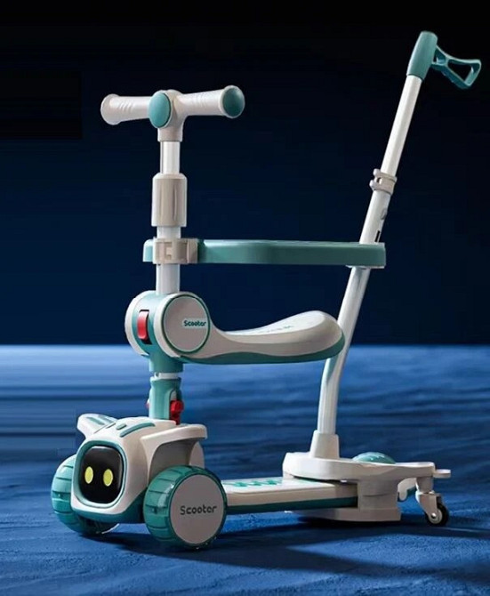 Самокат 5в1 Skyper колеса PU 125х40мм зі світлом платформа з підсвічуванням звук бампер Бірюзовий (TY-2175) Чернігів - фото 1