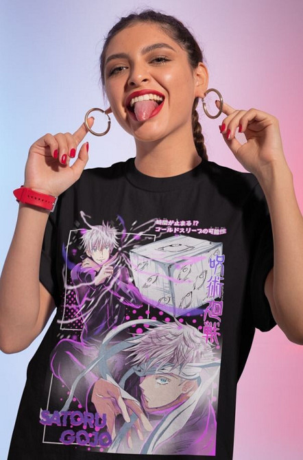 Футболка чоловіча з аніме принтом Магічна битва оверсайз (S/M/L) Чорний AnimeJ1034 Дніпро - фото 3