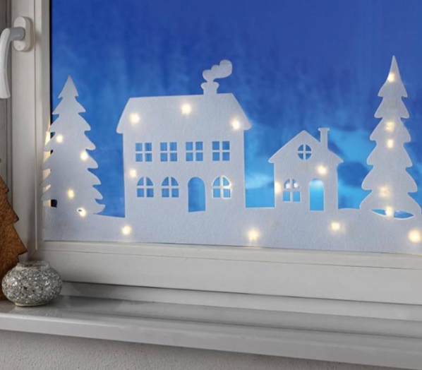 Новогодняя наклейка с подсветкой LED Livarno Home 60 на 30 см белый Киев - изображение 1