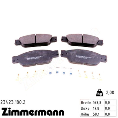 Тормозные колодки ZIMMERMANN 23423.180.2 Винница - изображение 1