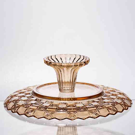 Yiwu Фруктовниця скляна на ніжці Ø29 (см) кругла ваза цукерниця для фруктів Коричневий 64486-20 Коломия