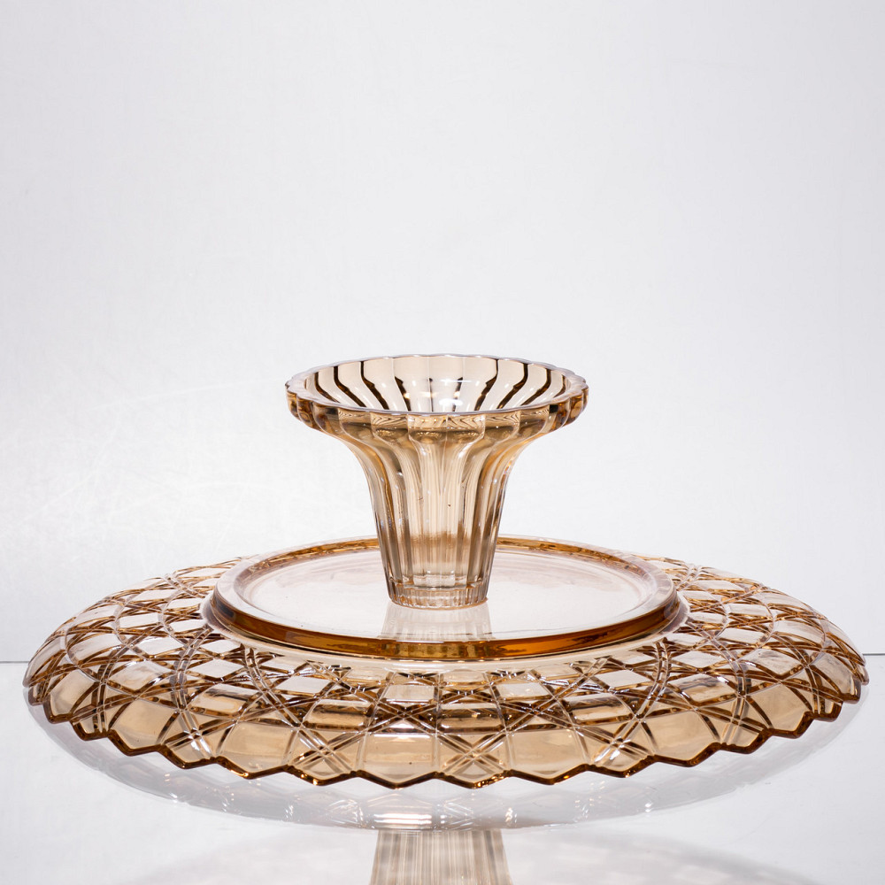 Yiwu Фруктовниця скляна на ніжці Ø29 (см) кругла ваза цукерниця для фруктів Коричневий 64486-20 Коломия - фото 5