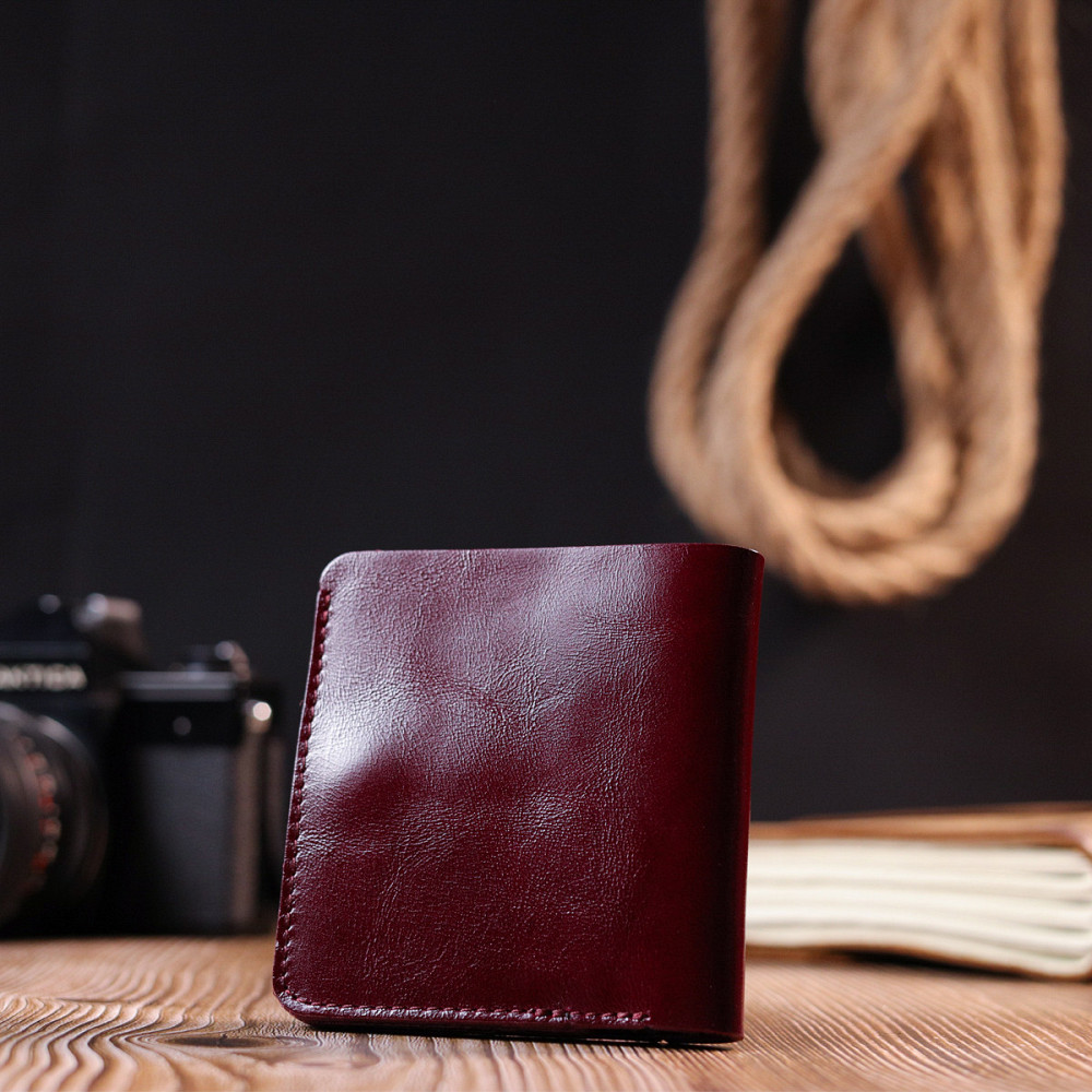 Женское глянцевое кожаное портмоне Вышневый (SHVIGEL) Киев - изображение 3