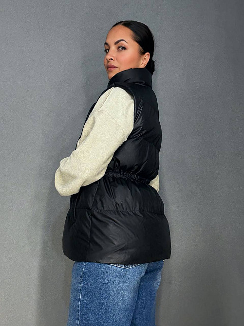 Жилетка женская Lady Yep 10006 длинная с затяжкой на талии черная, черный, 46 Киев - изображение 18