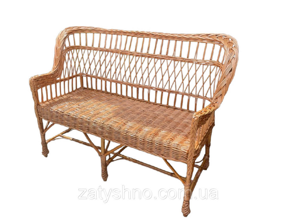 Диван плетеный из лозы с подушкой зеленой Киев - изображение 2