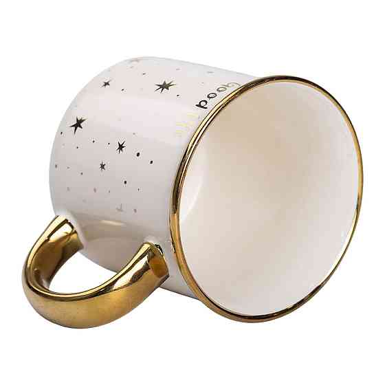 Чашка фарфоровая с золотым ободком и позолоченной ручкой 320 (мл) Good life Белая RX-N231506W Киев