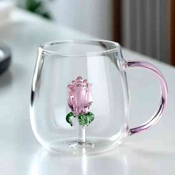 Чашка скляна з трояндою всередині Вінниця