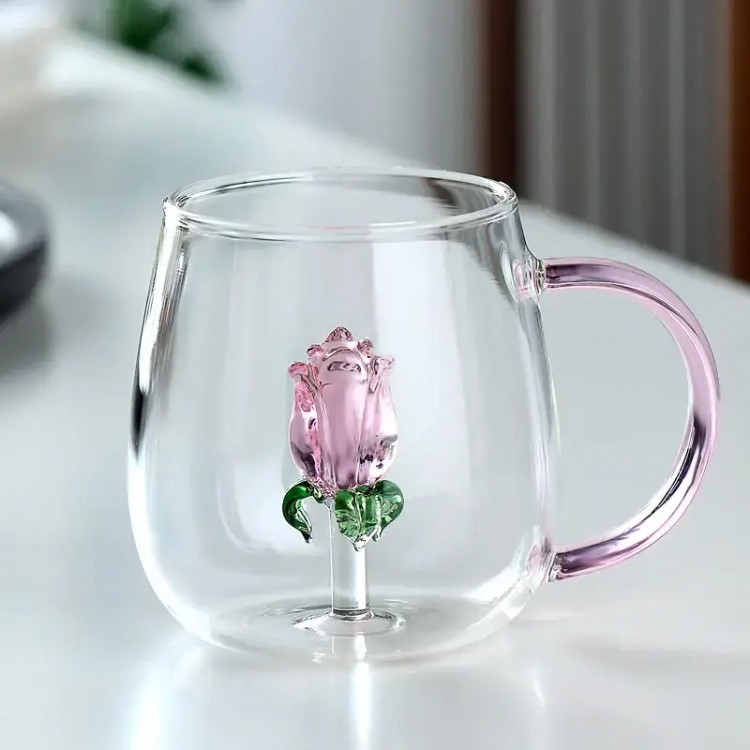 Чашка скляна з трояндою всередині Вінниця - фото 1