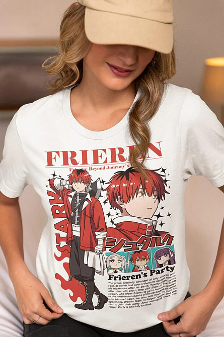 Футболка для хлопчика з аніме принтом Фріерен Бейонд Джоурнейс Енд оверсайз (зріст від 165 до 180) Чорний AnimeJ0334m Дніпро - фото 2