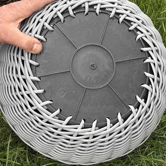 Кашпо з ротангу 20 л (ручна робота), великий горщик для рослин - cірий кварц з косичкою Киев