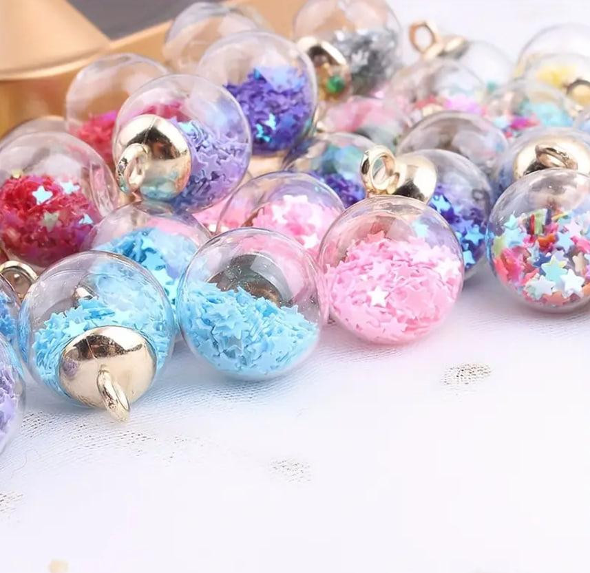 Прозрачные стеклянные подвески со звездами и блестками – для изготовления сережек, кулонов и украшен Киев - изображение 4