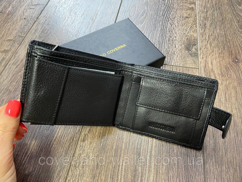 Мужской кожаный портмоне с визитницей на кнопке Marco Coverna M 111 Киев - изображение 2