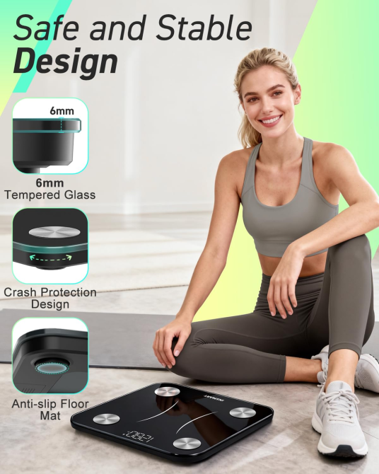 Розумні ваги INSMART Bluetooth 180 кг, аналізатор складу тіла, 13 показників, FITDAYS, чорні Київ - фото 7