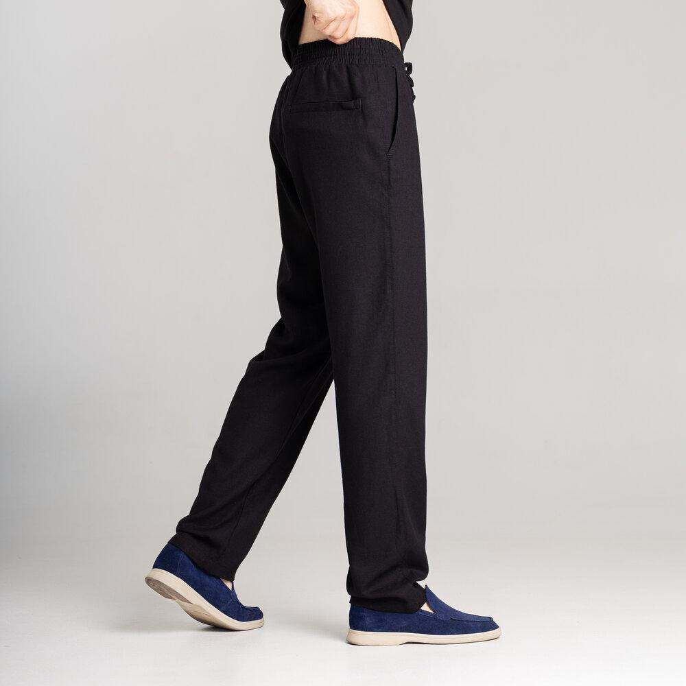 Мужские льняные брюки свободного кроя чорні Pobedov Chill Киев - изображение 3