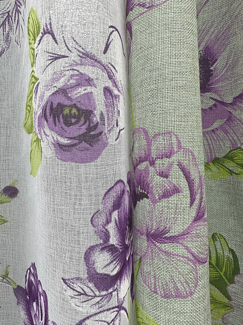 Комплект штор VR-Textil Льон Прованс 200х270 2шт і Тюль 500х270 2079ш-1266т Сірий з фіолетовим та білим 71-206/6 Київ - фото 7