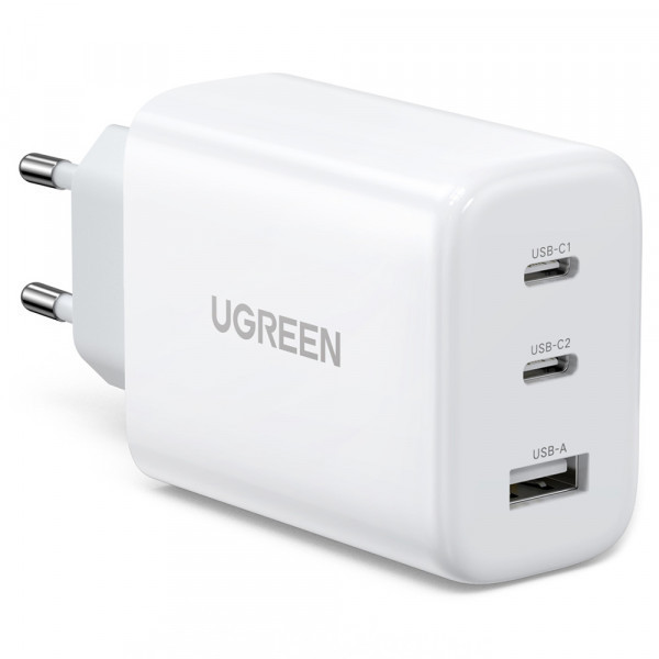 Зарядний пристрій 3xUSB 65W (2xType-C+USB QC3.0) Fast Charger Білий CD275 Ugreen (90496) Киев - изображение 1