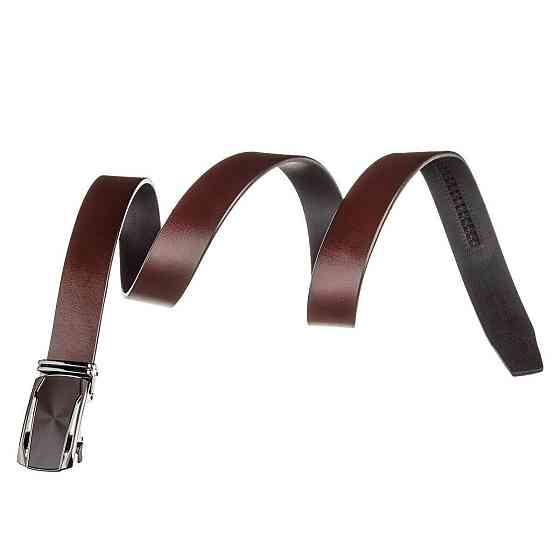 Ремінь з натуральної шкіри зі шкіряною вставкою в пряжці Коричневий (Vintage) Київ