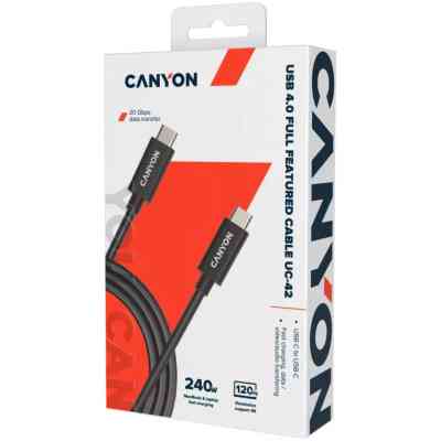 Дата кабель USB-C to USB-C 2.0m UC-42 5A 240W(ERP) E-MARK,black Canyon (CNS-USBC42B) Вінниця