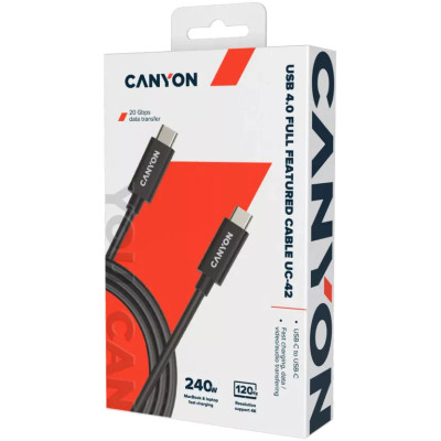 Дата кабель USB-C to USB-C 2.0m UC-42 5A 240W(ERP) E-MARK,black Canyon (CNS-USBC42B) Вінниця - фото 2