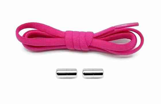 Шнурки эластичные полукруглые без завязок с металлическими застежками Малиновый Смела