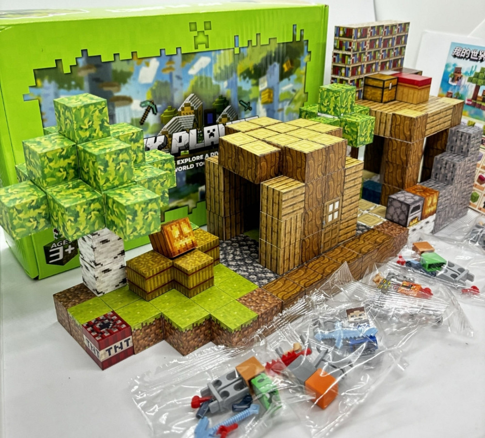 200шт + 6 фігурок Магнітний конструктор майнкрафт minecraft кубики. Київ - фото 7