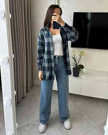 Жіноча повсякденна сорочка в клітинку на ґудзиках Синій, 54/58 Одеса