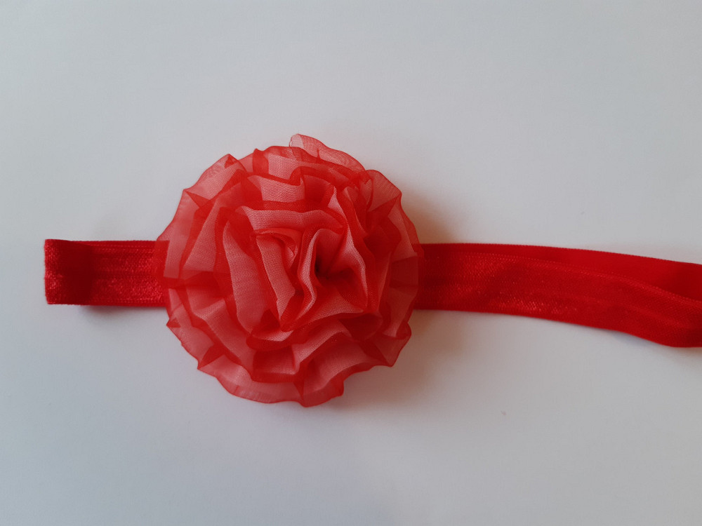 Детская повязка красная - размер универсальный (на резинке), цветок 7см Киев - изображение 1