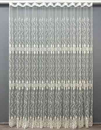 Тюль VR-Textil 1853т Фатин с вышивкой Корд Молочный 300х270 см (40-207) Киев