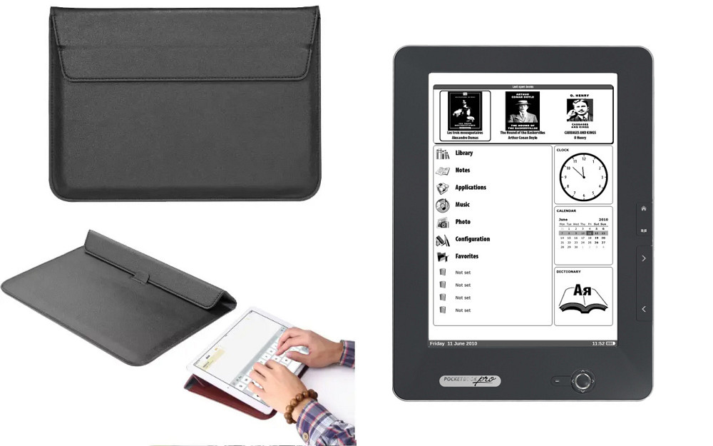 Чехол-конверт VitoCase для PocketBook Pro 912, с функцией подставки для книги Черный Киев - изображение 1