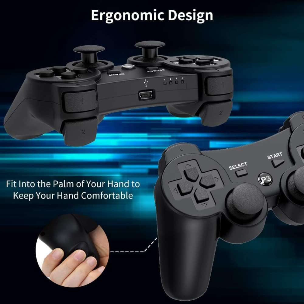 Беспроводной игровой контроллер Diswoe для PlayStation 3 и ПК — Bluetooth Геймпад, Double Shock, 6-осевой гироскоп, Черный Киев - изображение 8